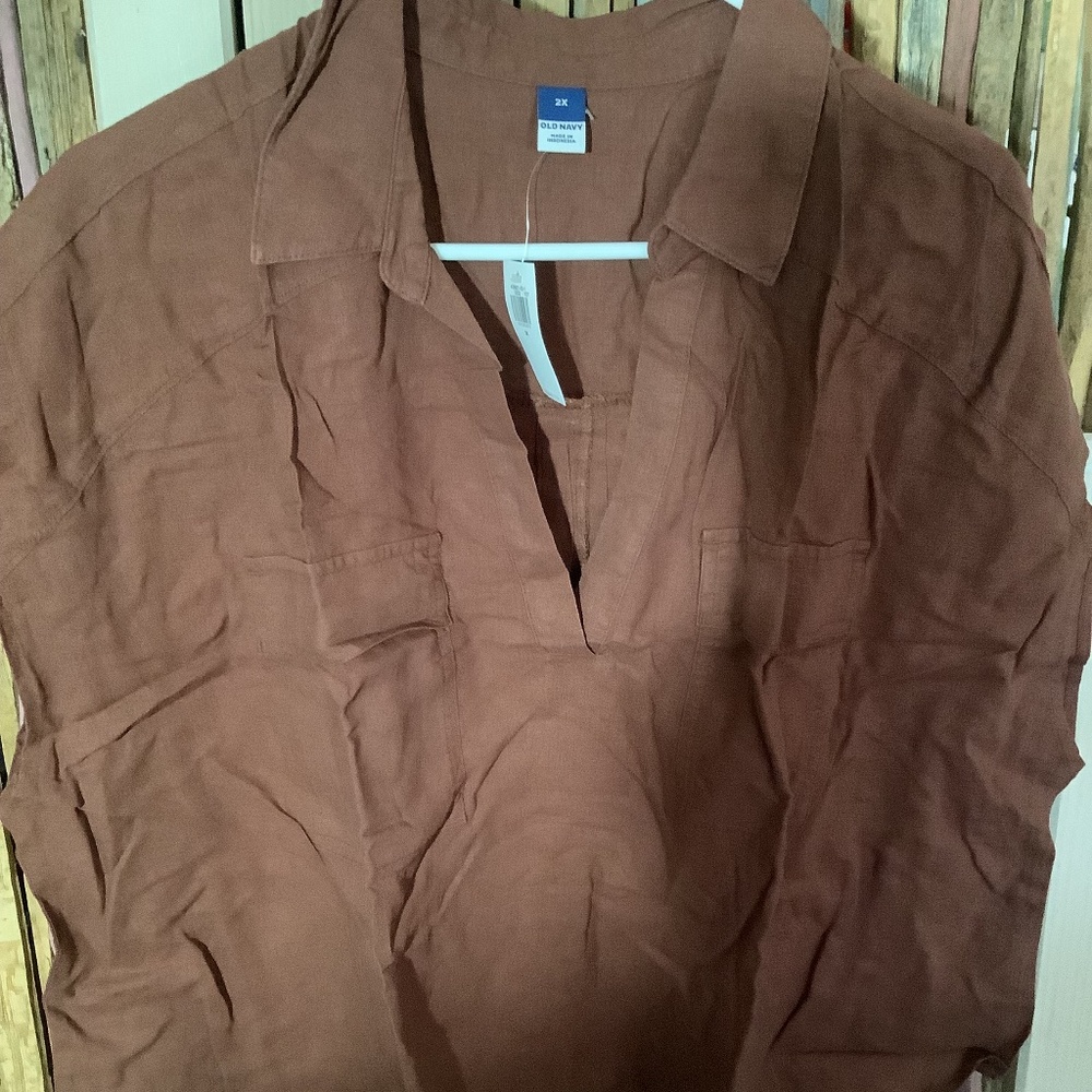 Old Navy Linen Pull Over Blouse 2X